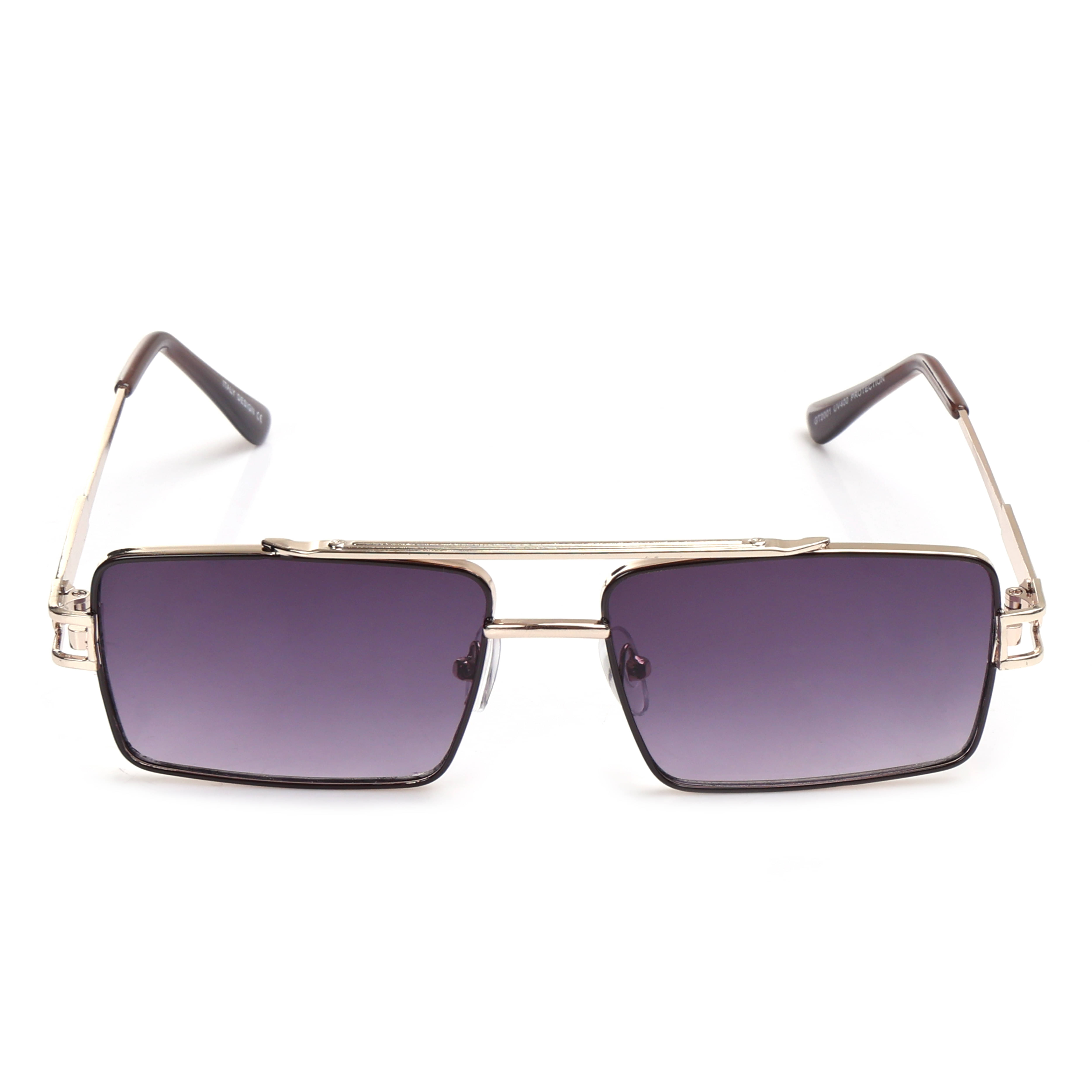     			LINCHI Gold Rectangular Sunglasses ( Pack of 1 )