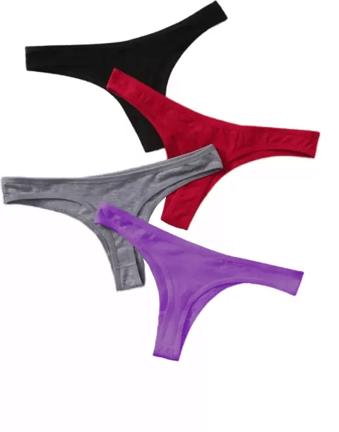     			Louis Craft Pack of 4 Cotton Lycra Thongs For Women ( Multi Color )