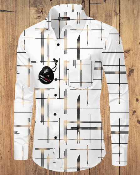     			MAN'S SUITUP Cotton Blend Regular Fit Striped Full Sleeves Men's Casual Shirt - White ( Pack of 1 )