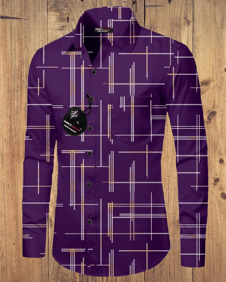     			MAN'S SUITUP Cotton Blend Regular Fit Striped Full Sleeves Men's Casual Shirt - Purple ( Pack of 1 )