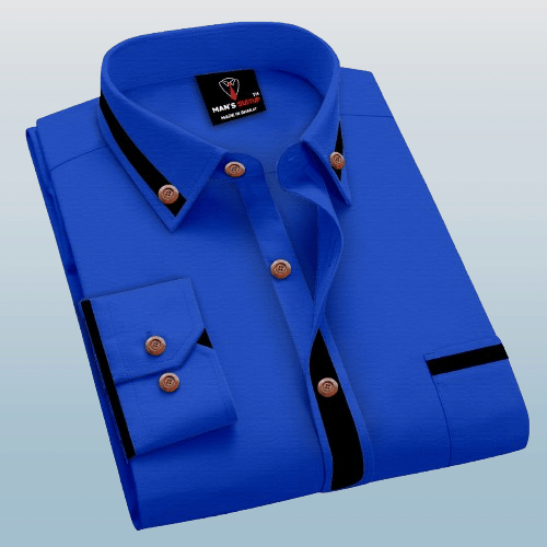 MAN'SSUITUP Cotton Blend Regular Fit Solids Full Sleeves Men's Casual Shirt - Dark Blue ( Pack of 1 )