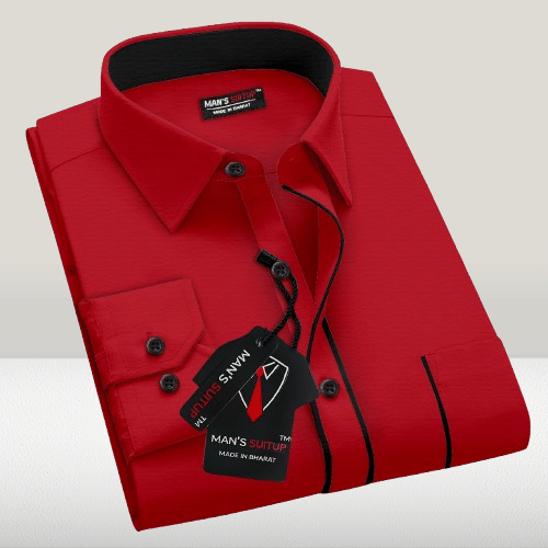    			MAN'SSUITUP Cotton Blend Regular Fit Striped Full Sleeves Men's Casual Shirt - Red ( Pack of 1 )