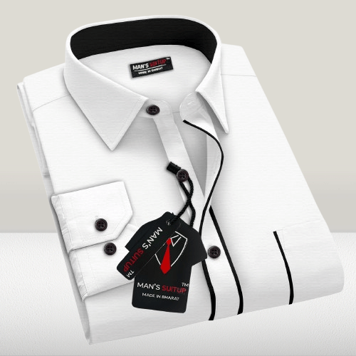     			MAN'SSUITUP Cotton Blend Regular Fit Striped Full Sleeves Men's Casual Shirt - White ( Pack of 1 )