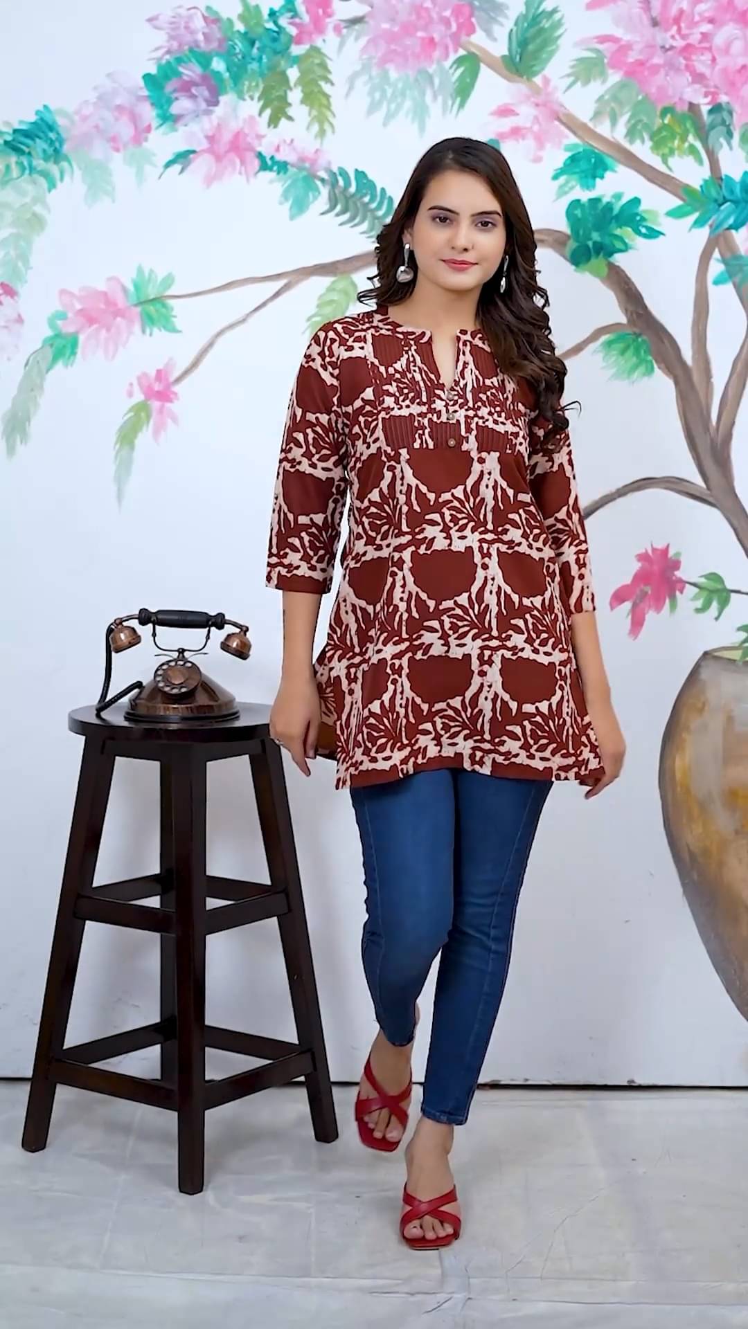 MEHUL TEXTILE / MVC GROUP OF COMPANY Women's Rayon Tunic ( Brown ) MEHUL TEXTILE / MVC GROUP OF COMPANY Women's Rayon Tunic ( Brown )