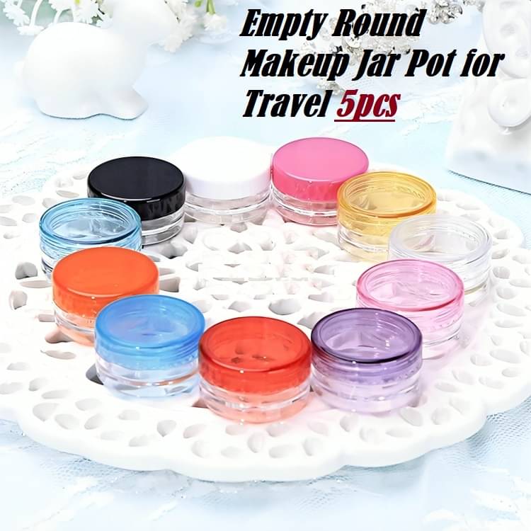 Multi Deal Assorted Empty Round Makeup Jar Pot for Travel 5pcs Multi Deal Assorted Empty Round Makeup Jar Pot for Travel 5pcs