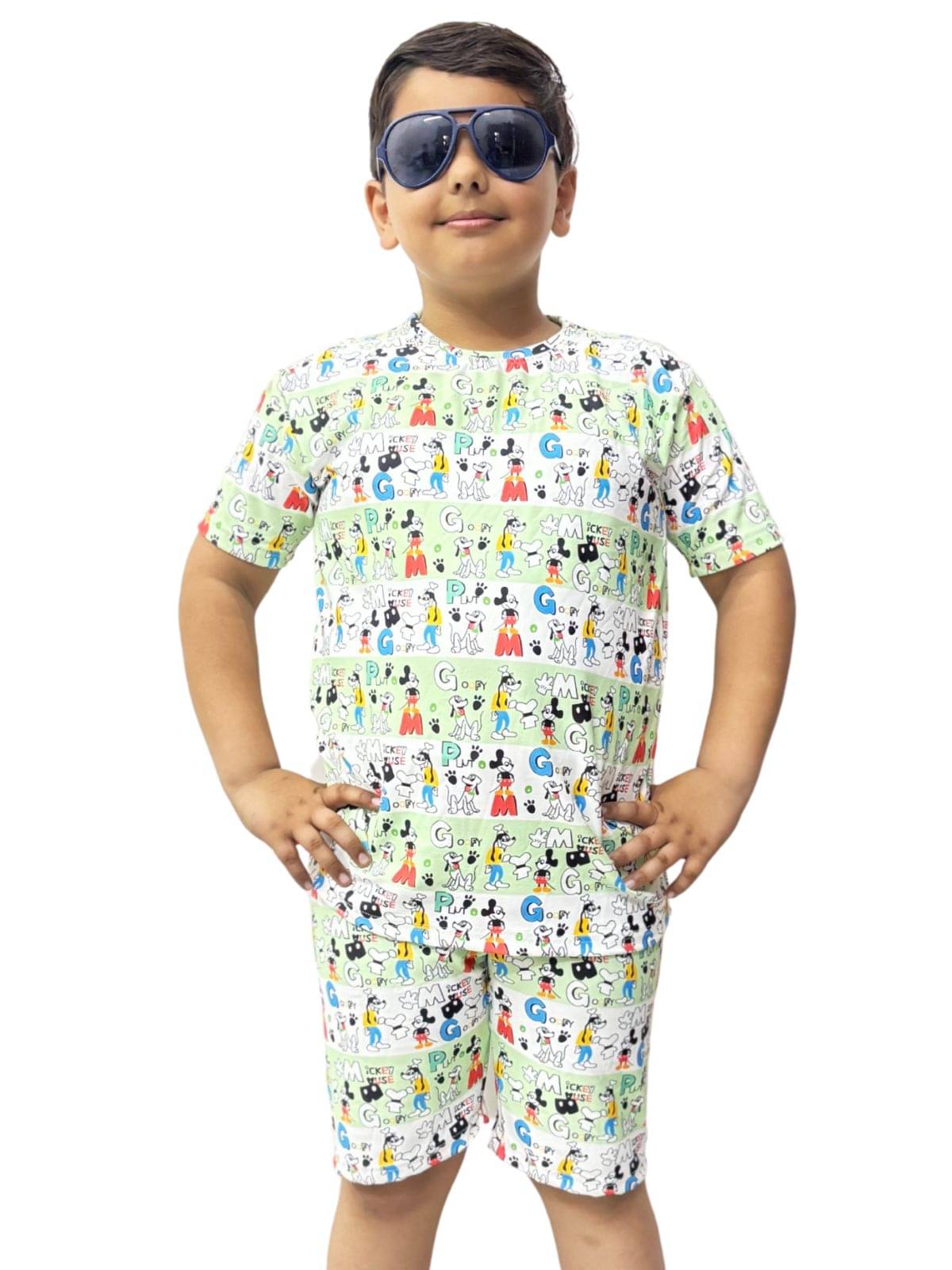     			OLENE Pack of 1 Baby Boys Cotton Blend T-Shirt & Shorts Set ( Green )