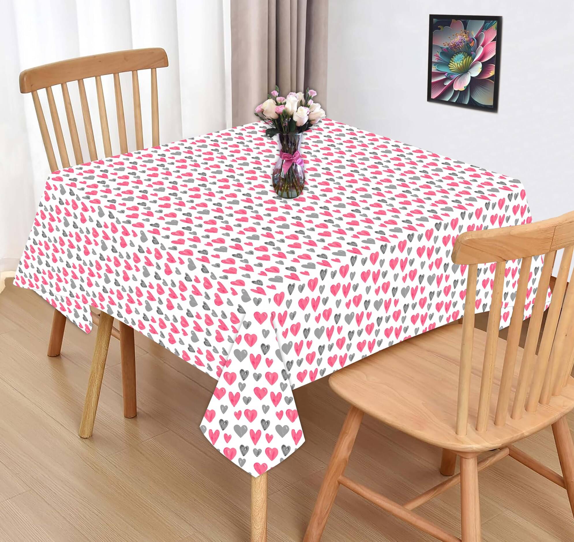 Oasis Home Tex Printed Cotton 2 Seater Square Table Cover & Table Mats ( 102 x 102 ) cm Pack of 1 Pink Oasis Home Tex Printed Cotton 2 Seater Square Table Cover & Table Mats ( 102 x 102 ) cm Pack of 1 Pink