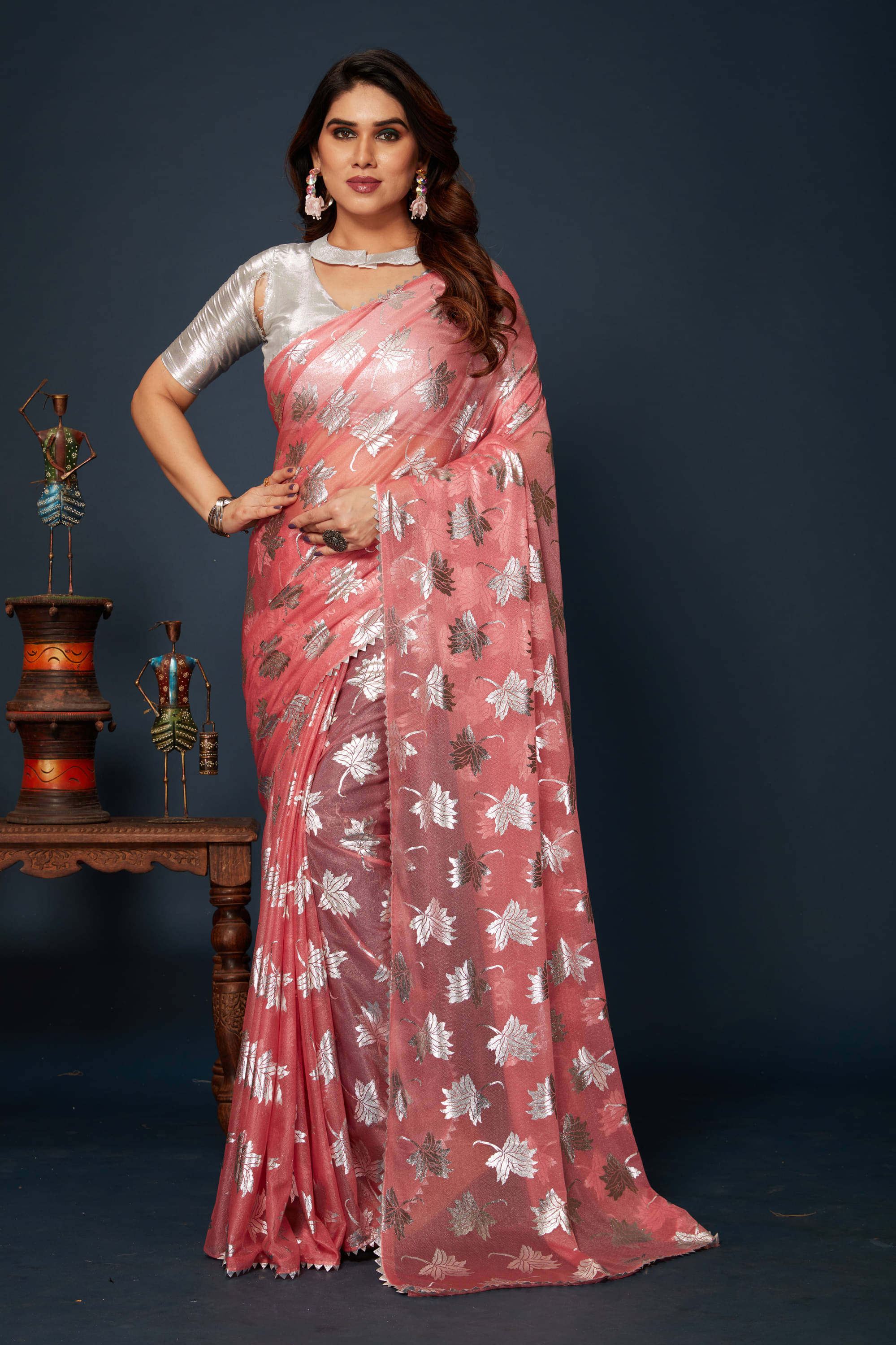 Parmila Fashion Chiffon Embellished Saree With Unstitched Blouse Piece ( Pink ) Parmila Fashion Chiffon Embellished Saree With Unstitched Blouse Piece ( Pink )