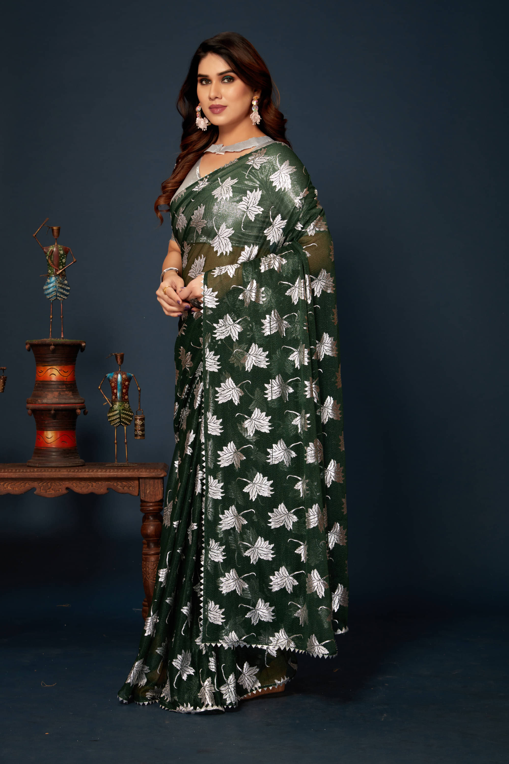 Parmila Fashion Chiffon Embellished Saree With Unstitched Blouse Piece ( Mint Green )     			Parmila Fashion Chiffon Embellished Saree With Unstitched Blouse Piece ( Mint Green )