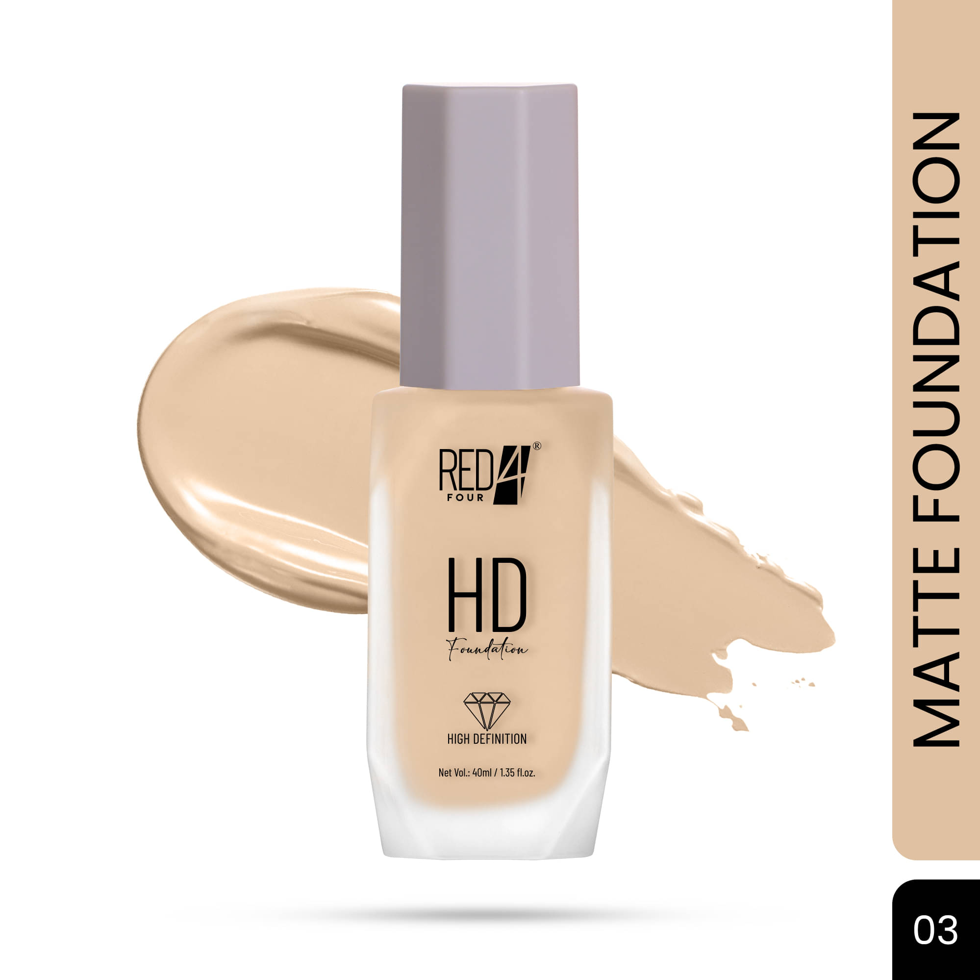     			RED 4 Matte Cream For All Skin Types Skin Medium Foundation Pack of 1
