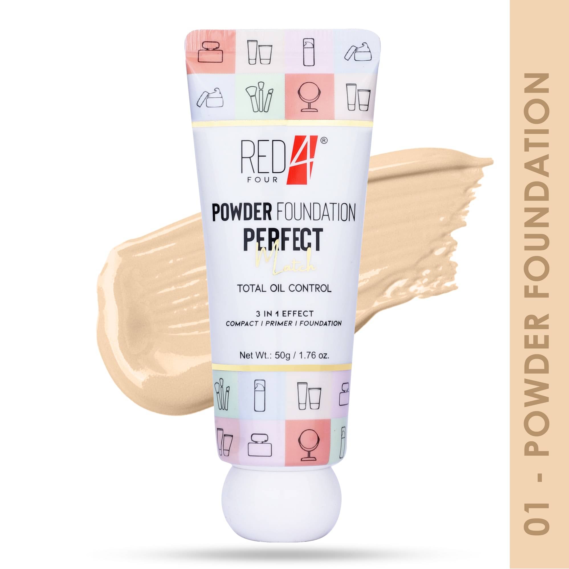     			RED 4 Matte Liquid For All Skin Types Skin Nude Foundation Pack of 1