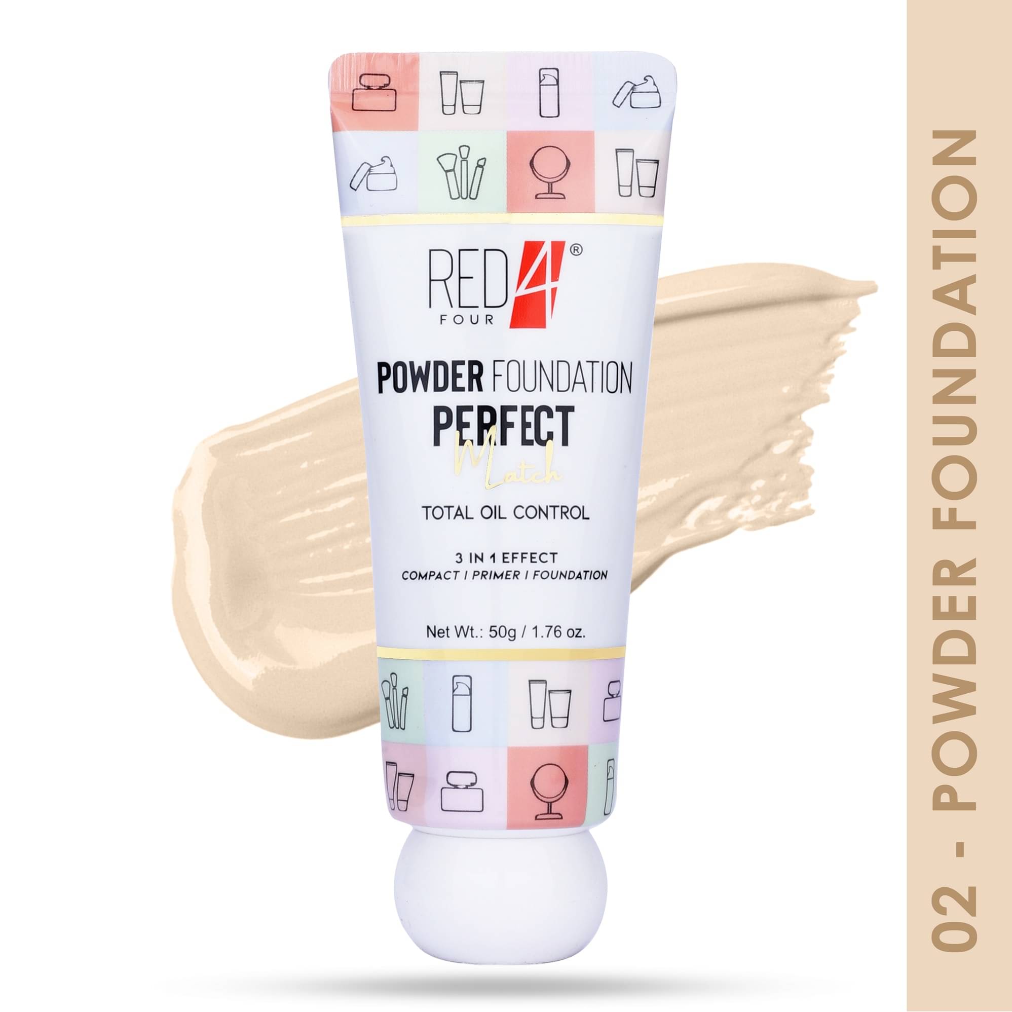     			RED 4 Matte Liquid For All Skin Types Skin Ivory Foundation Pack of 1