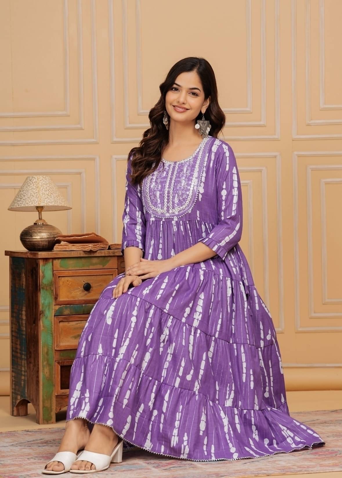     			ROOPRANI TAXTILE Women's Rayon Printed Anarkali Kurti - ( Purple )