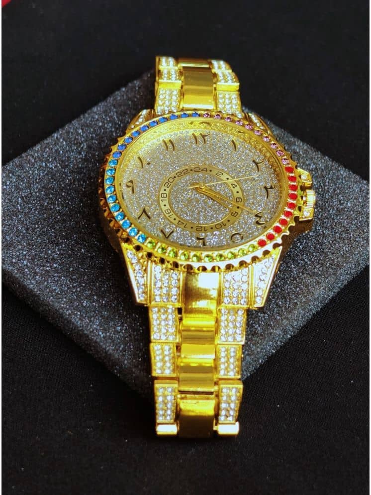 Rhonium Gold Metal Analog Men's Watch