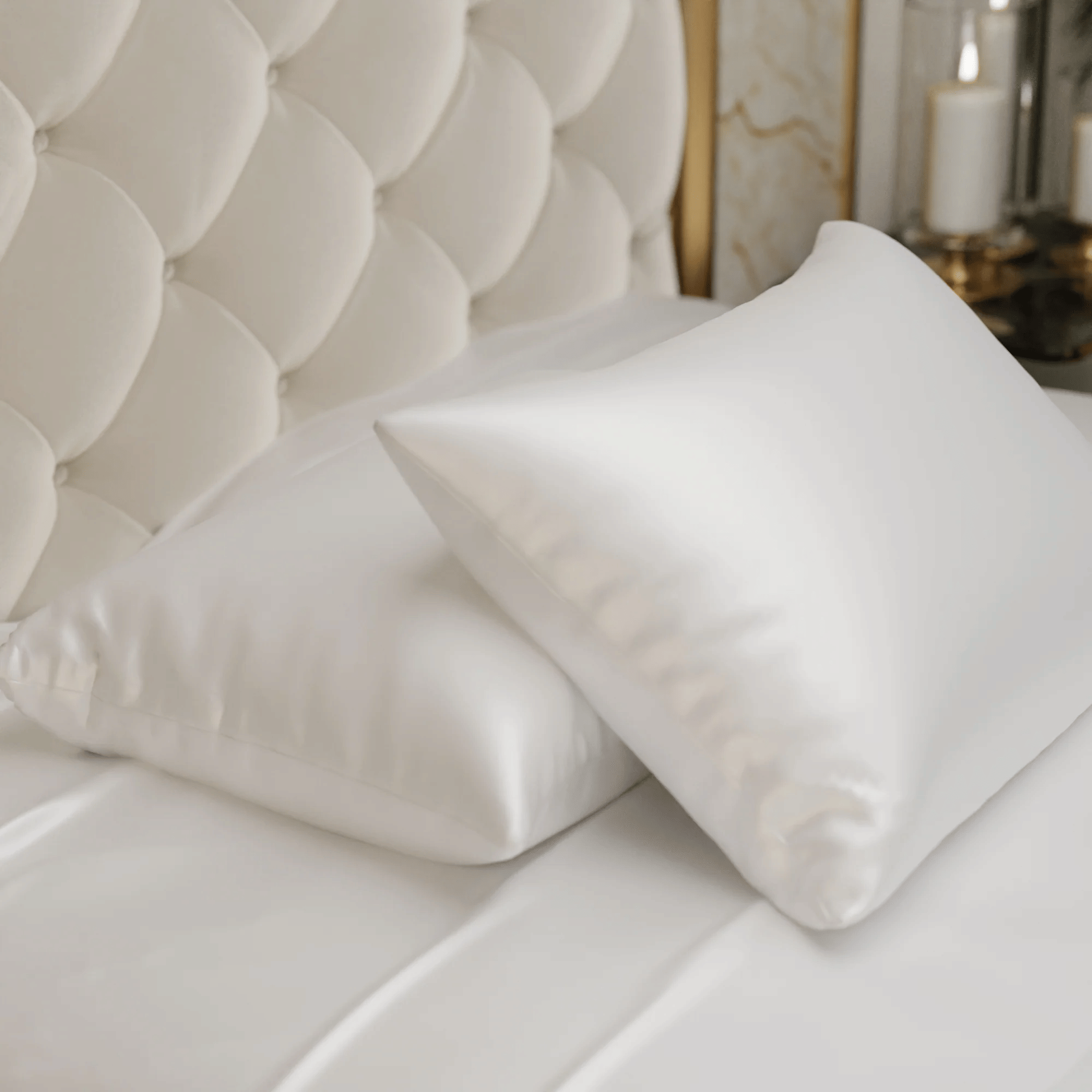 Romee - Pack of 2 Satin Solid Regular Pillow Cover ( 68.58 cm(27) x 43.18 cm(17) ) - White Romee - Pack of 2 Satin Solid Regular Pillow Cover ( 68.58 cm(27) x 43.18 cm(17) ) - White