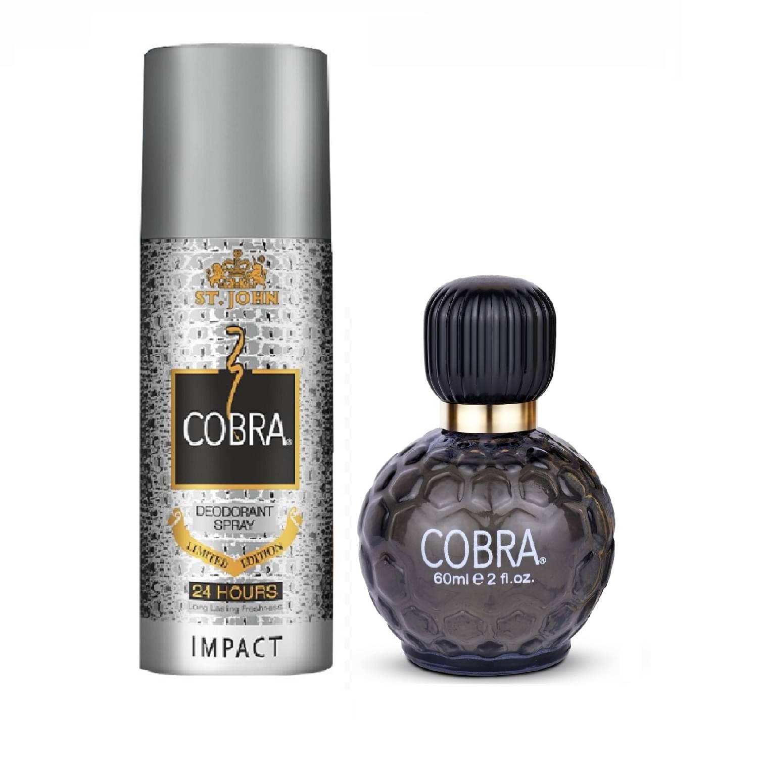 St. John Cobra Impact 150ml & Cobra LTD 60ml Deodorant Spray & Perfume for Men 210 ml ( Pack of 2 ) St. John Cobra Impact 150ml & Cobra LTD 60ml Deodorant Spray & Perfume for Men 210 ml ( Pack of 2 )