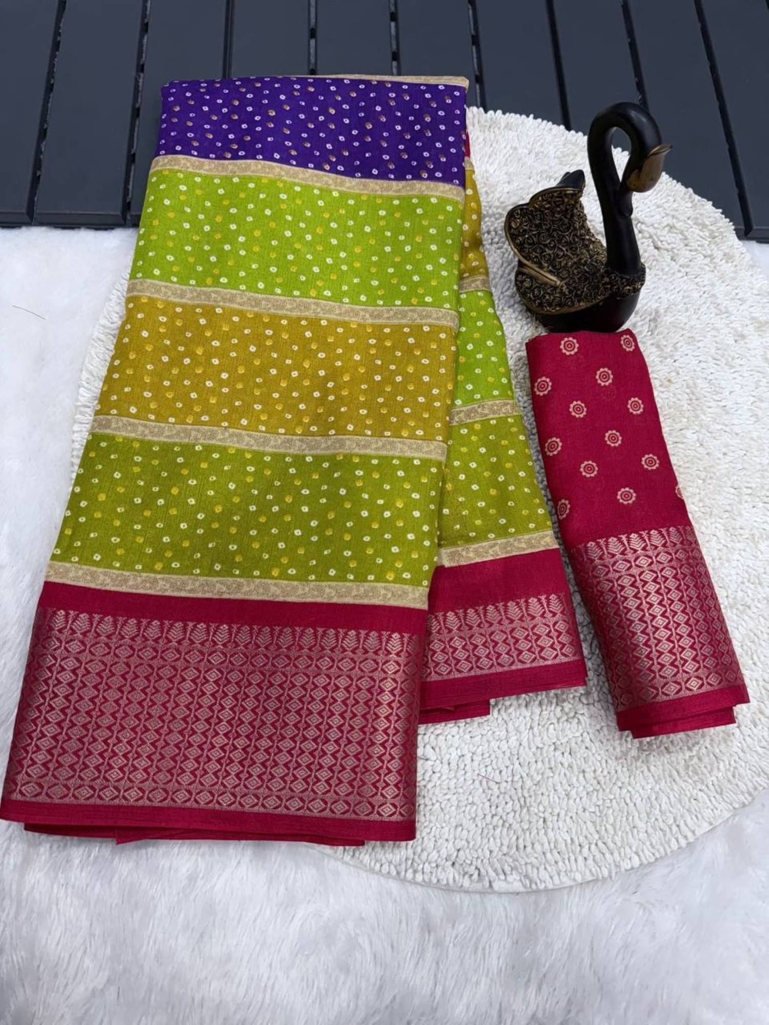 TARTAM Art Silk Printed Saree With Unstitched Blouse Piece ( Multicolor ) TARTAM Art Silk Printed Saree With Unstitched Blouse Piece ( Multicolor )