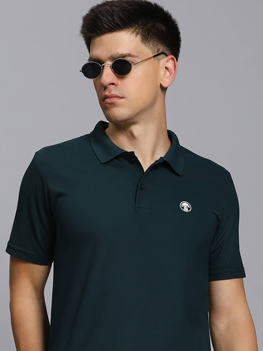     			TIMBER HITCH Men Cotton Blend Regular Fit Printed Polo T Shirt ( Dark Green )