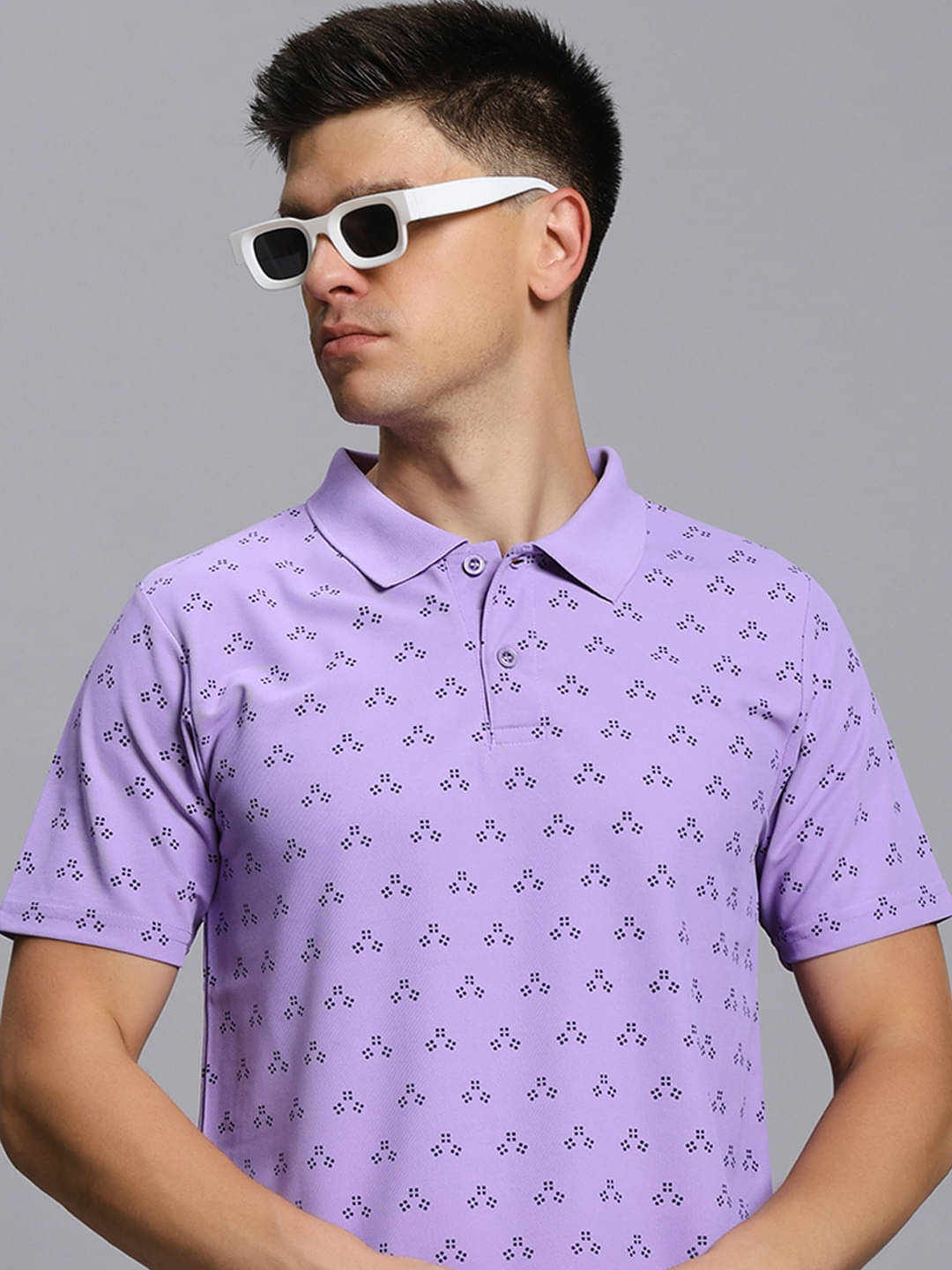 TIMBER HITCH Men Cotton Blend Regular Fit Printed Polo T Shirt ( Purple ) TIMBER HITCH Men Cotton Blend Regular Fit Printed Polo T Shirt ( Purple )