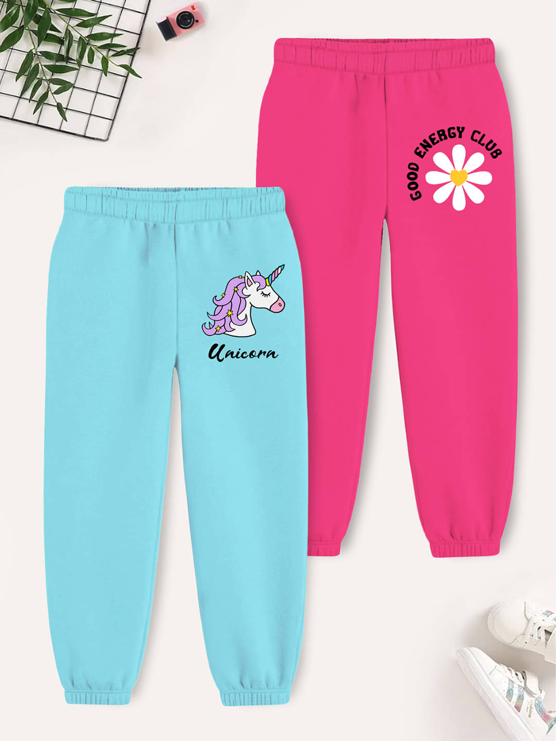     			Trampoline Pack of 2 Girls Cotton Blend Trackpants ( Colors )