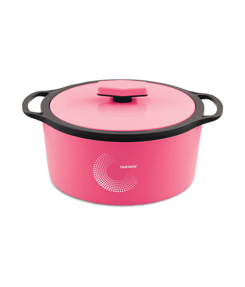Trueware Florra 900 ML Inner Steel Pink Plastic Thermoware Casserole ( Set of 1 , 900 mL )