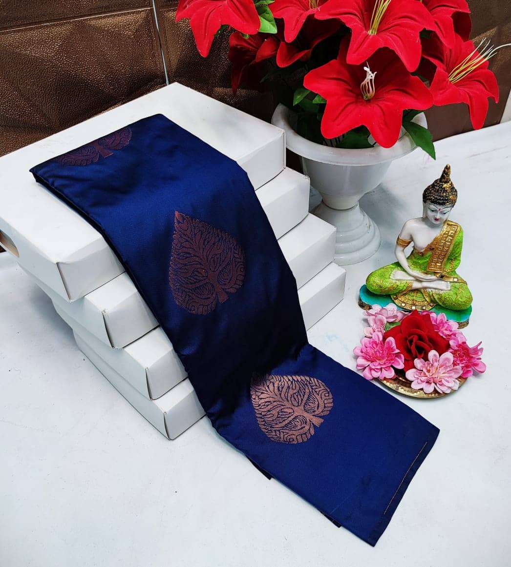 Vastukala Silk Woven Saree With Unstitched Blouse Piece ( Blue ) - Sarees | Buy online on ZillyBuy