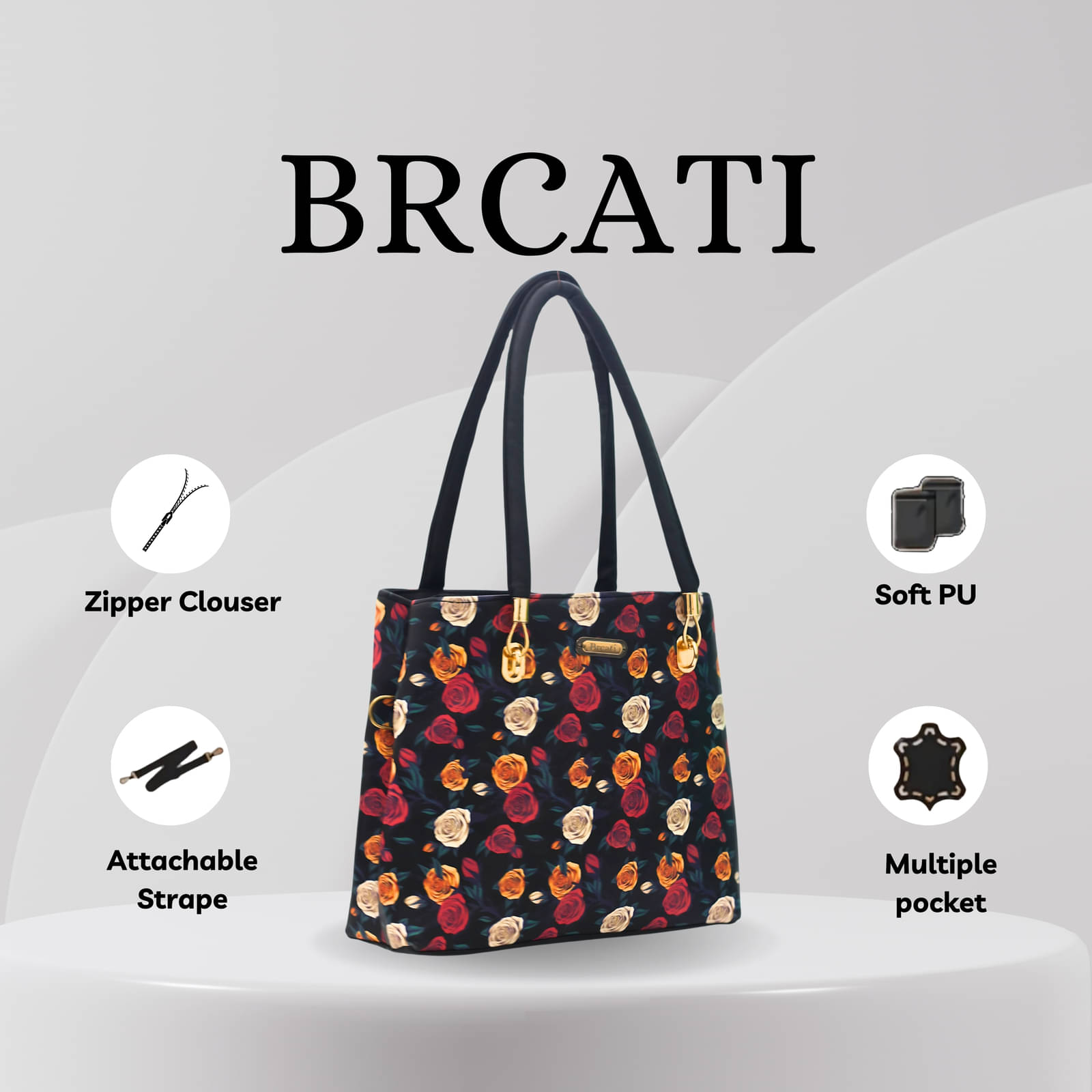     			brcati Handheld Bag PU Set of 1 ( Black )
