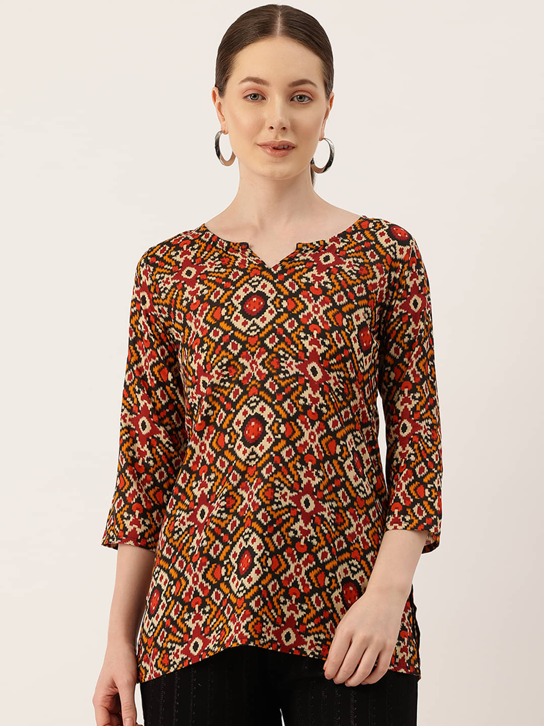     			feranoid Women's Cotton Printed Straight Kurti - ( Red )
