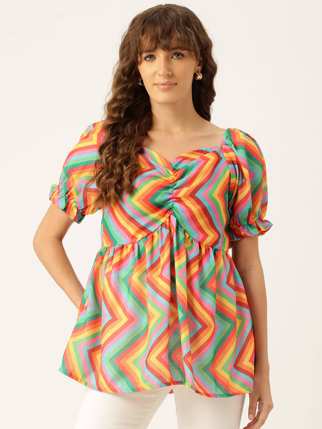    			feranoid Women's Linen Regular Top ( Multicolor 3 )