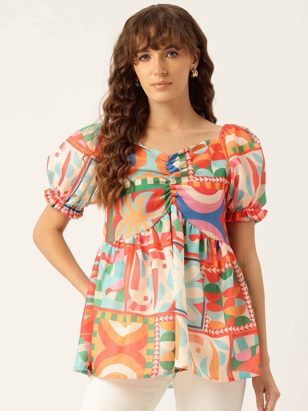     			feranoid Women's Linen Regular Top ( Multicolor 2 )