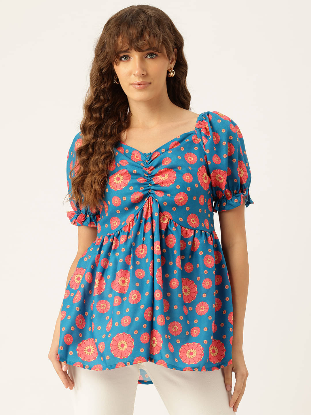     			feranoid Women's Linen Regular Top ( Blue )