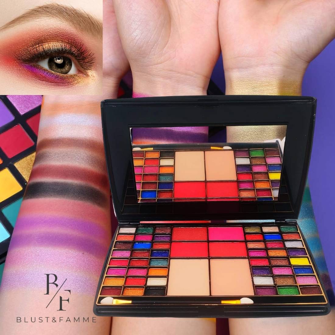     			BLUST & FAMME Multi Colour Waterproof Eye Shadow Palette, Sulphate Free with SPF15