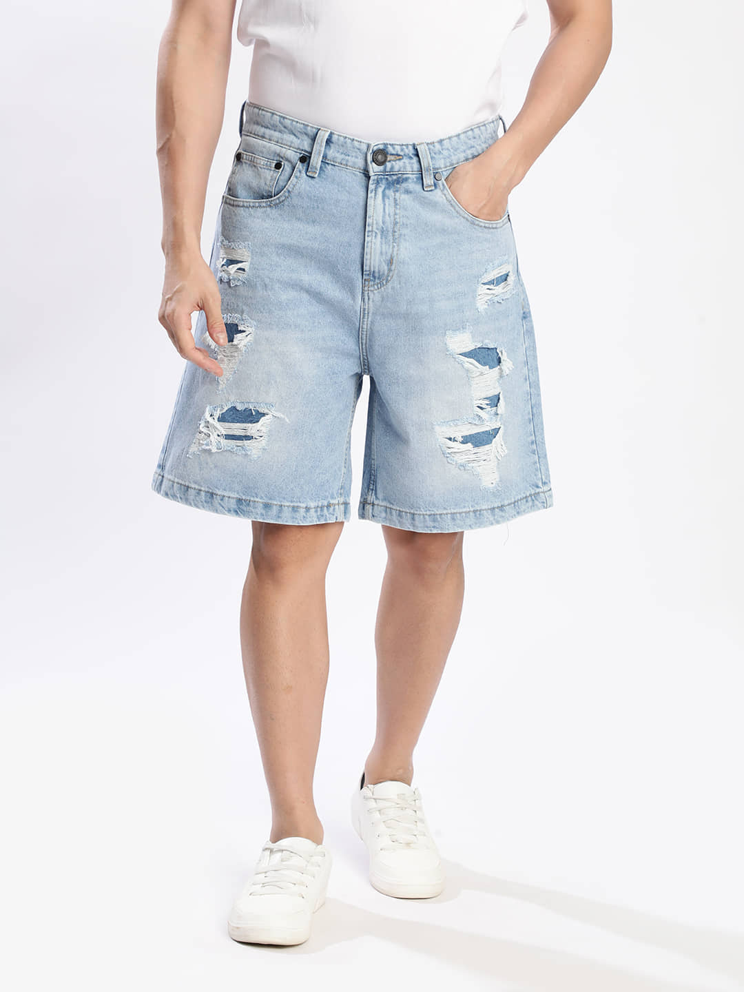 Bene Kleed Blue Cotton Men's Denim Shorts ( Pack of 1 ) - Shorts | Buy online on ZillyBuy