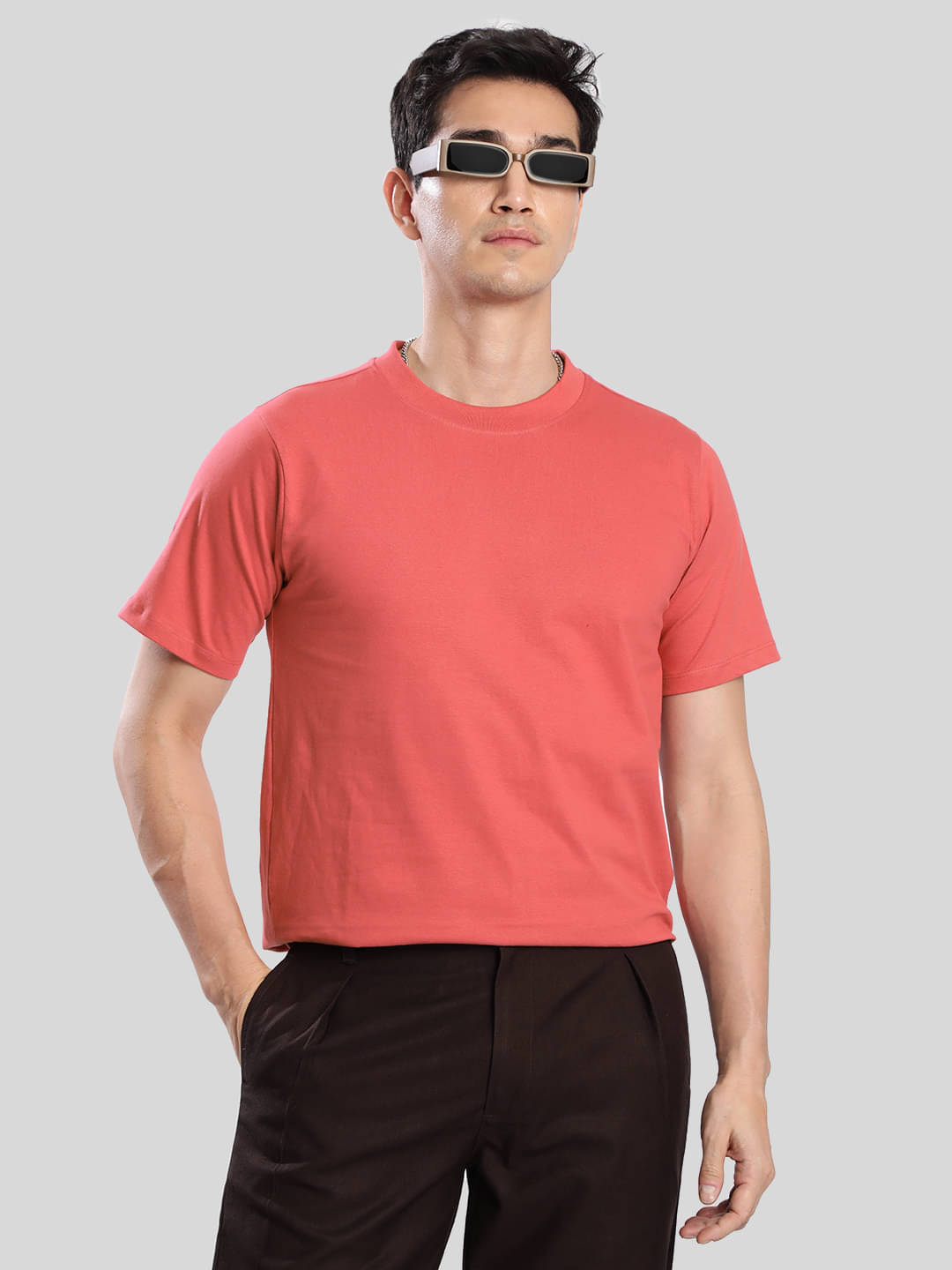     			Bene Kleed Men 100% Cotton Regular Fit Solid T-Shirt ( Pink )