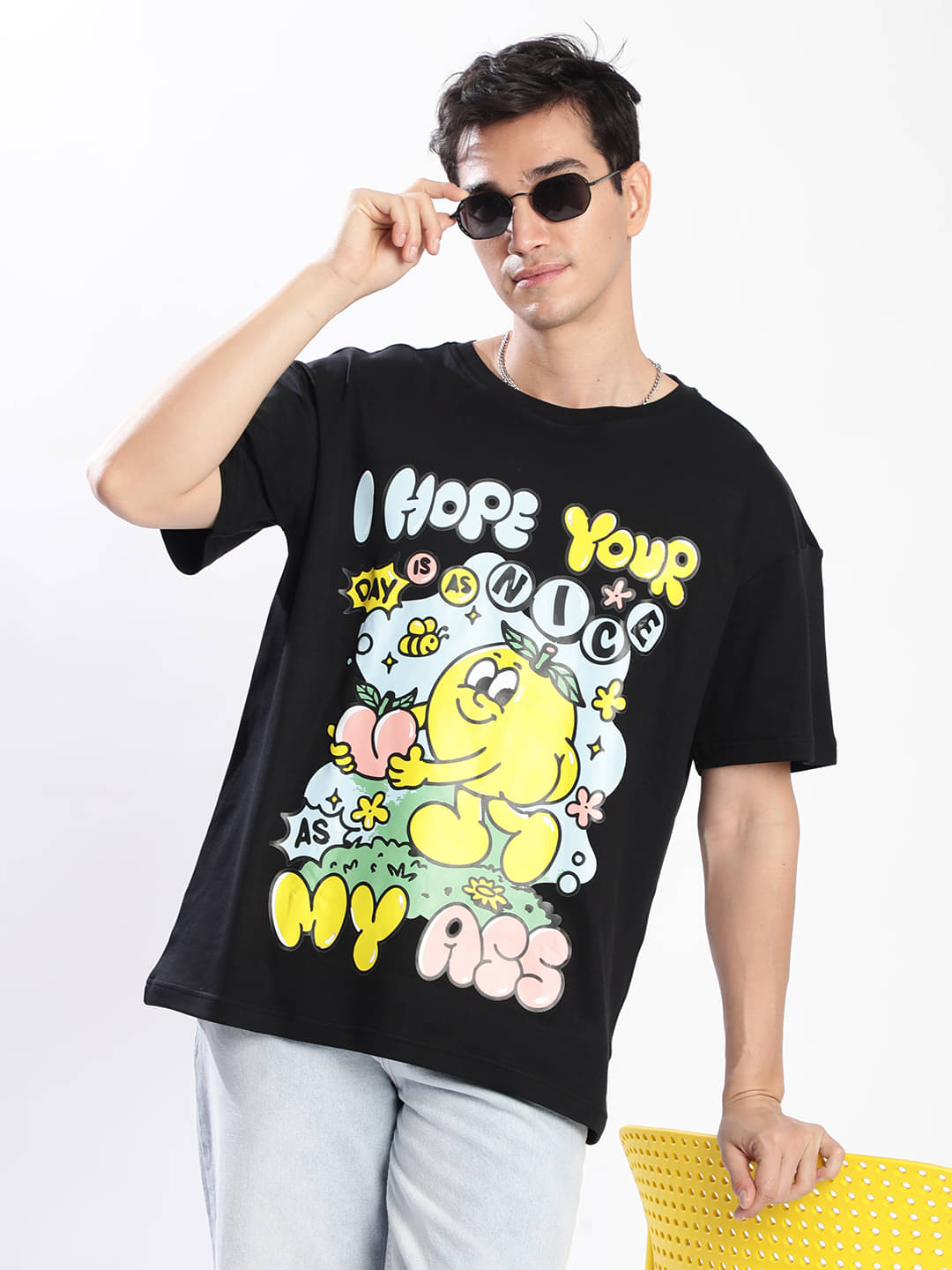 Bene Kleed Men 100% Cotton Oversized Fit Printed T-Shirt ( Black ) Bene Kleed Men 100% Cotton Oversized Fit Printed T-Shirt ( Black )