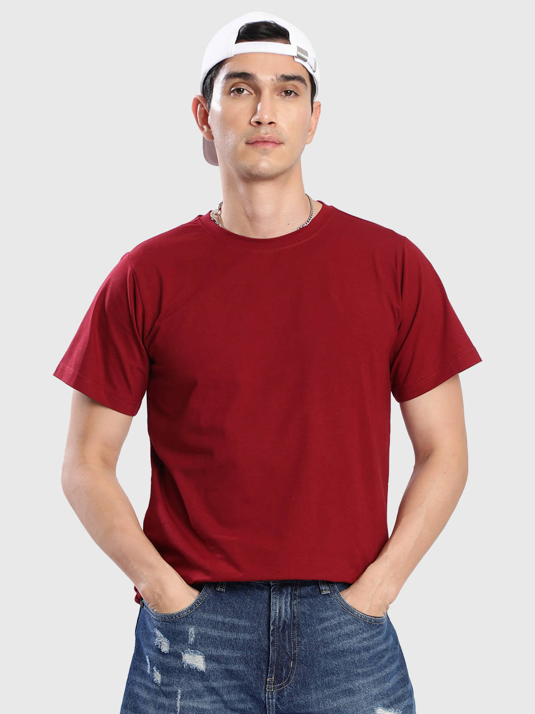     			Bene Kleed Men Cotton Regular Fit Solid T-Shirt ( Maroon )