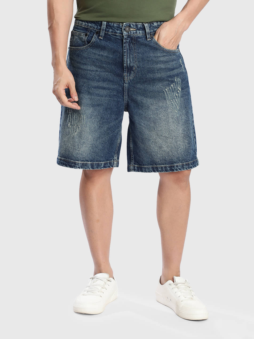 Bene Kleed Navy Blue Cotton Men's Denim Shorts ( Pack of 1 ) - Shorts | Buy online on ZillyBuy