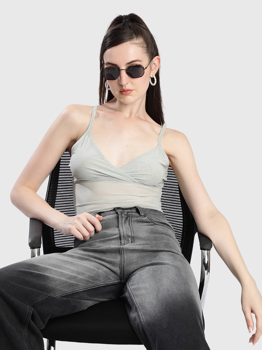 Bene Kleed Women's Nylon Drawstring Top ( Green ) Bene Kleed Women's Nylon Drawstring Top ( Green )