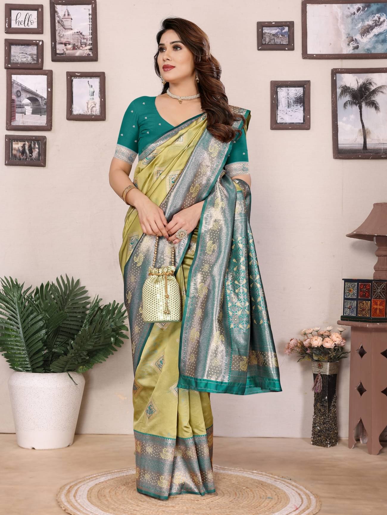 HITESH ENTERPRISE Banarasi Silk Woven Saree With Unstitched Blouse Piece ( Light Green ) HITESH ENTERPRISE Banarasi Silk Woven Saree With Unstitched Blouse Piece ( Light Green )