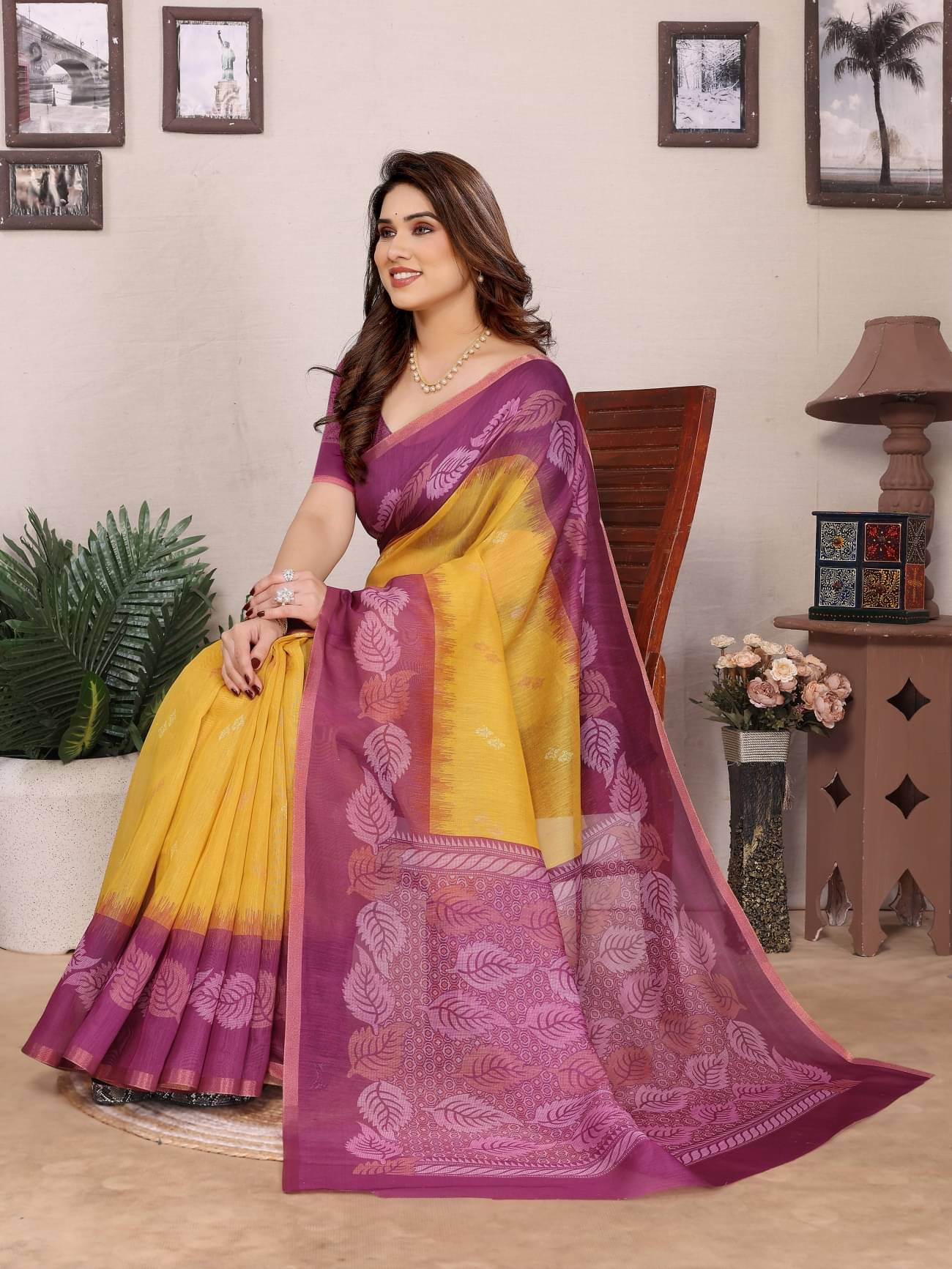 HITESH ENTERPRISE Chanderi Solid Saree With Unstitched Blouse Piece ( Mustard ) HITESH ENTERPRISE Chanderi Solid Saree With Unstitched Blouse Piece ( Mustard )