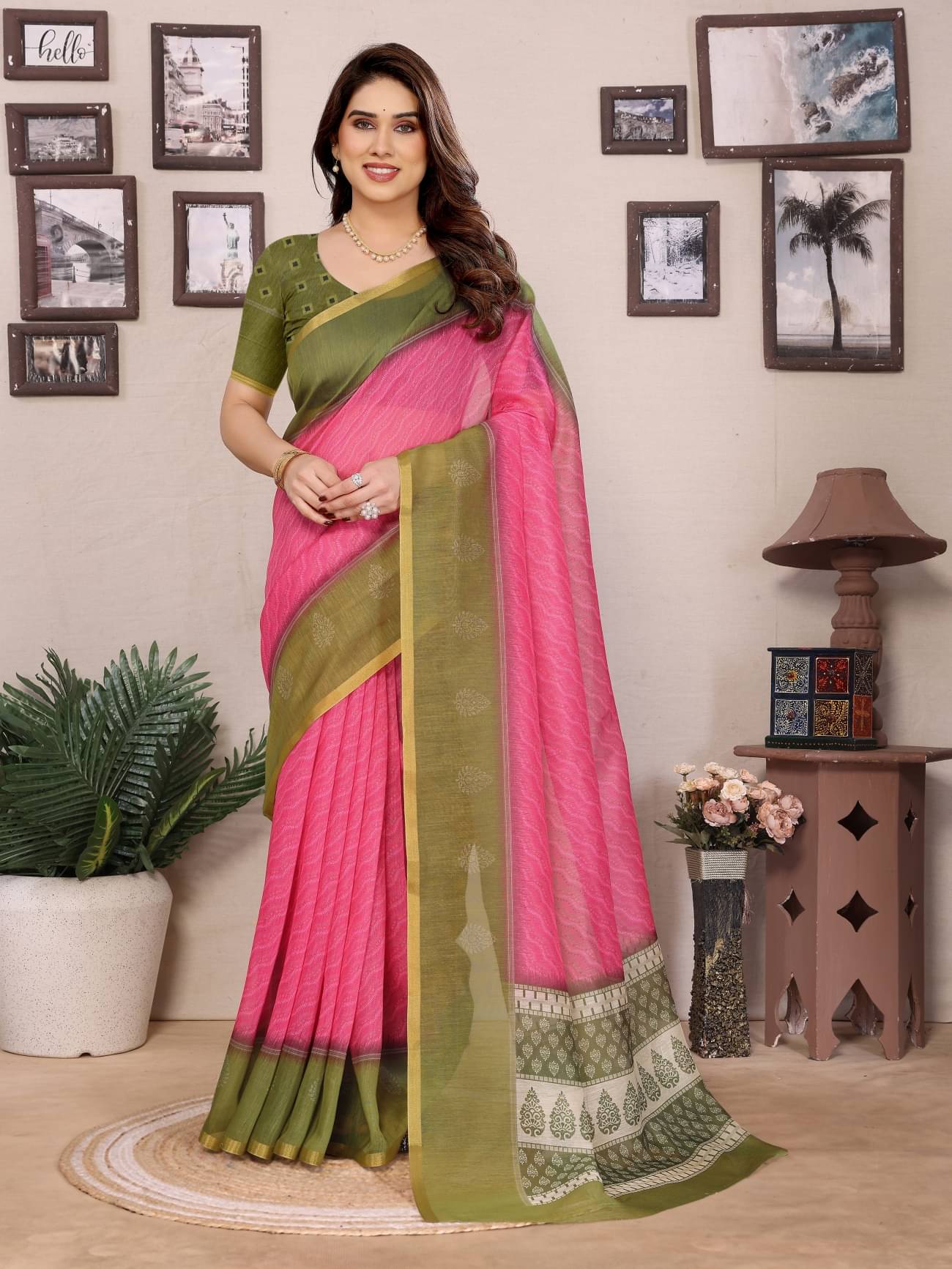 HITESH ENTERPRISE Chanderi Solid Saree With Unstitched Blouse Piece ( Pink ) HITESH ENTERPRISE Chanderi Solid Saree With Unstitched Blouse Piece ( Pink )
