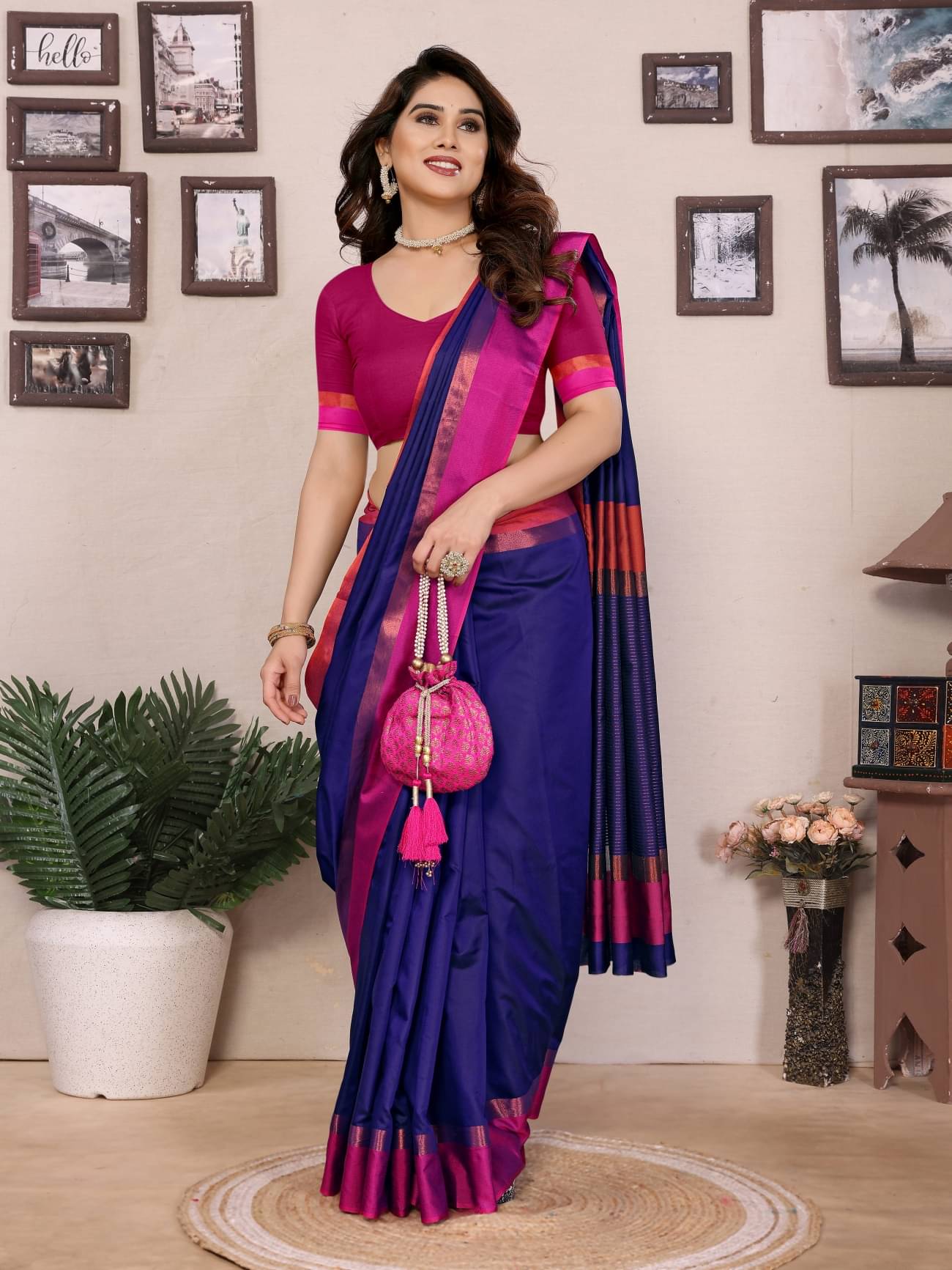 HITESH ENTERPRISE Cotton Silk Solid Saree With Unstitched Blouse Piece ( Blue )     			HITESH ENTERPRISE Cotton Silk Solid Saree With Unstitched Blouse Piece ( Blue )