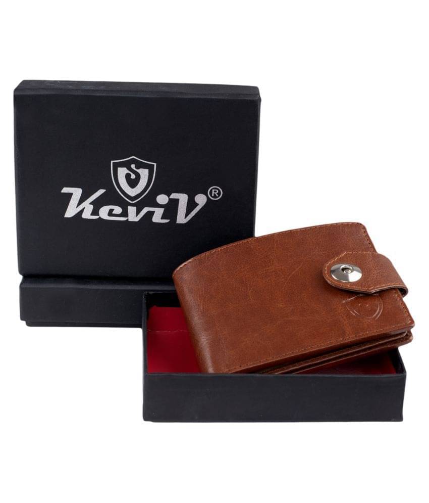     			Keviv Leather Solid Men's Two Fold Wallet With 7 Slots For Card ( Tan , Pack of 1 )