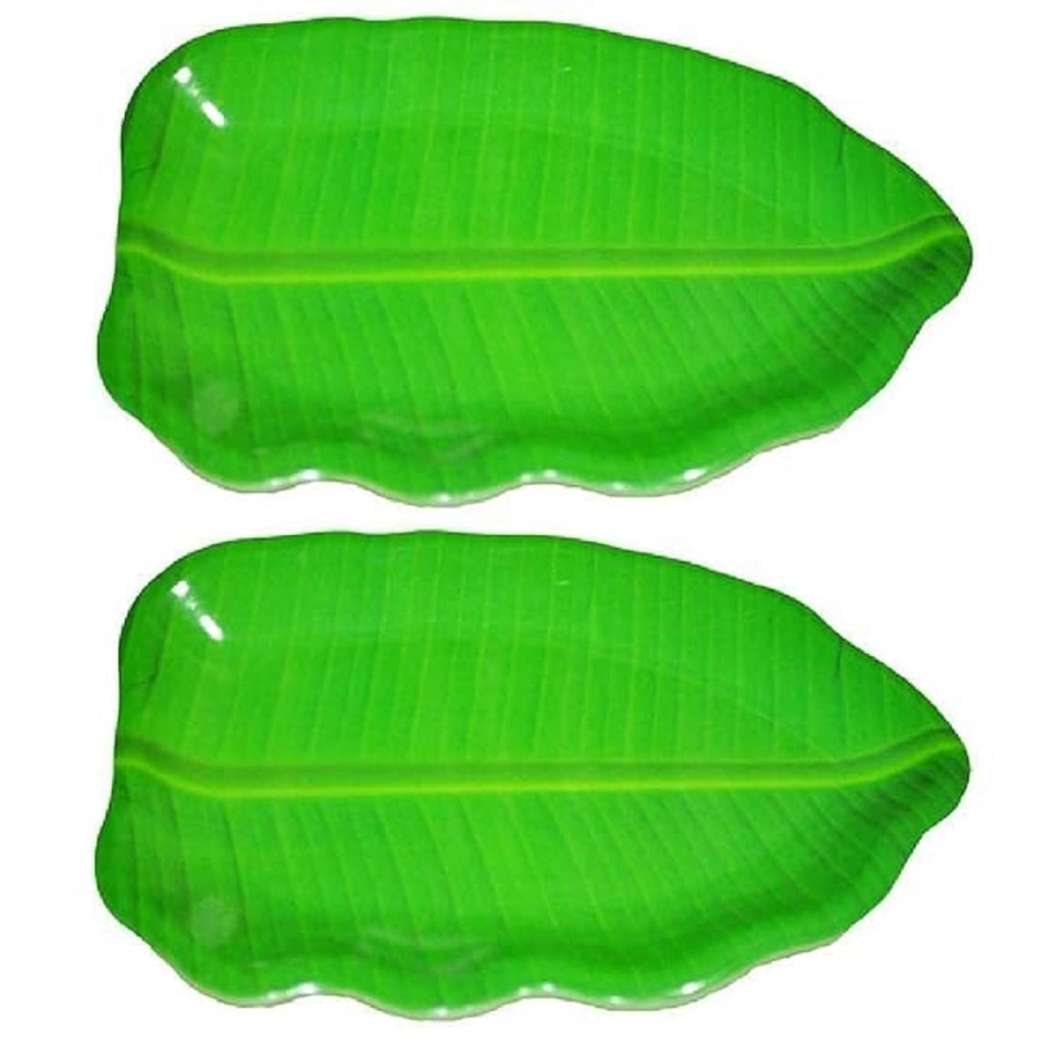     			Laserbot (SIZE- 24 X 14) BANANA TRAY Printed Melamine Dinner Set ( Pack of 2 ) Green