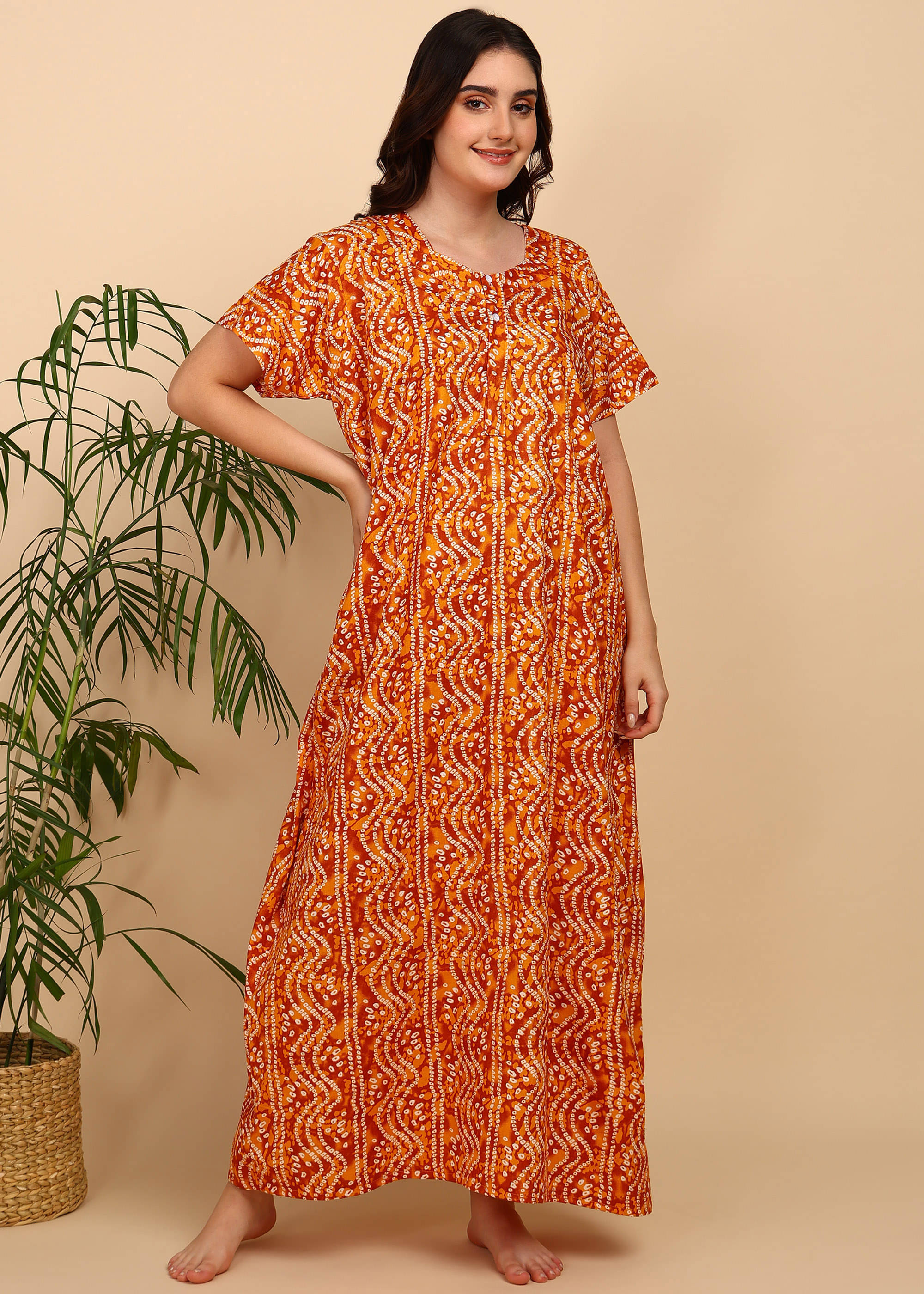     			MAHUL MILLS Orange Cotton Women's Nightwear Night Dress ( Pack of 1 )