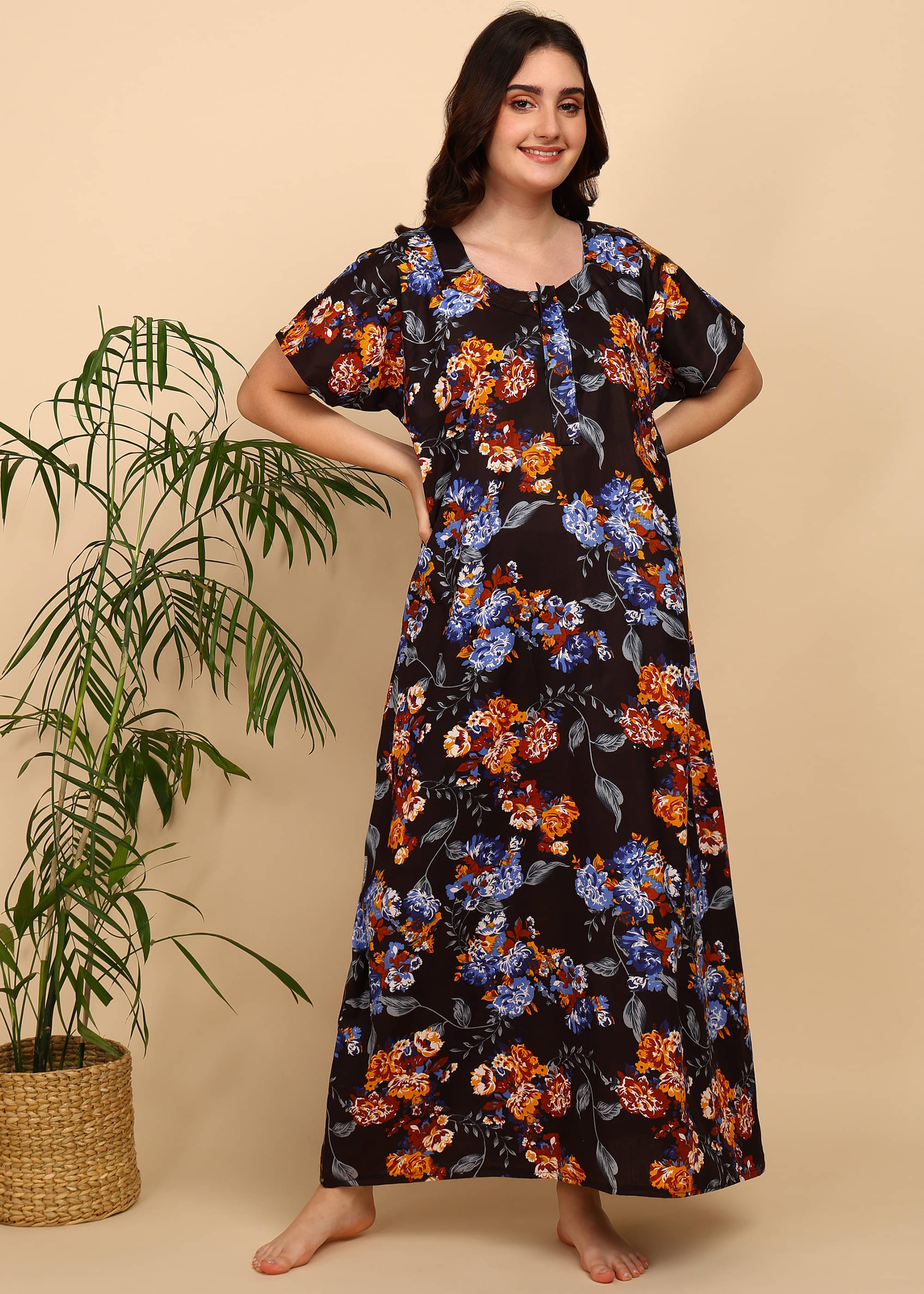    			MAHUL MILLS Orange Cotton Women's Nightwear Night Dress ( Pack of 1 )