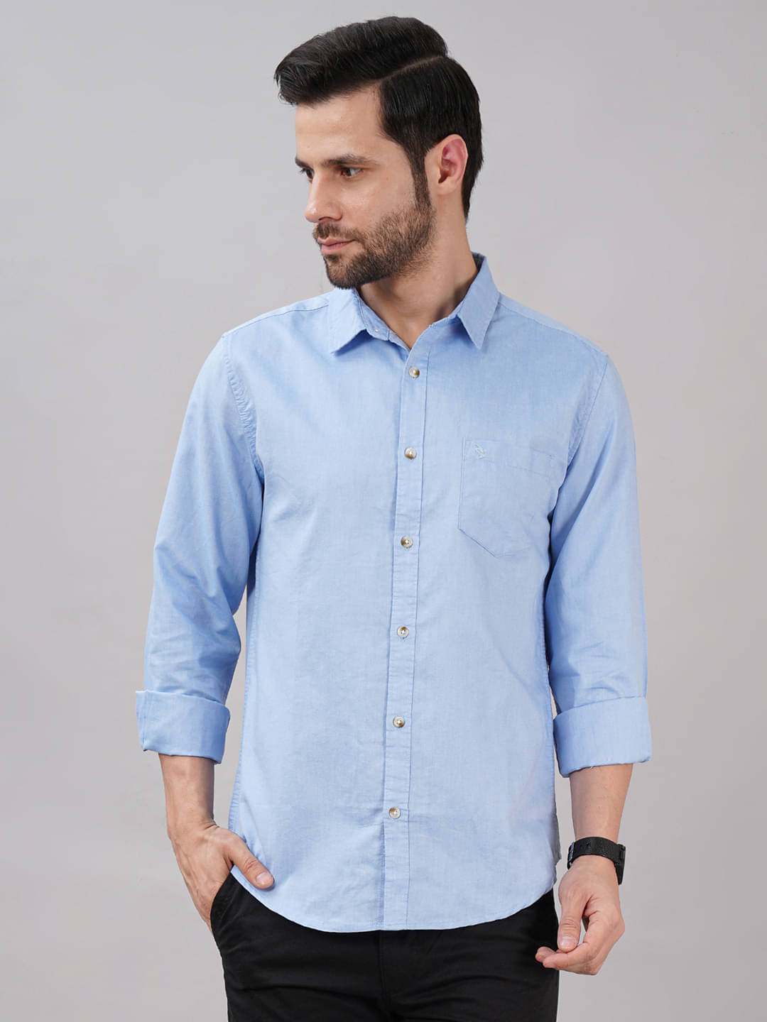     			Sand Dunes 100% Cotton Slim Fit Self Design Full Sleeves Men's Casual Shirt - Blue ( Pack of 1 )