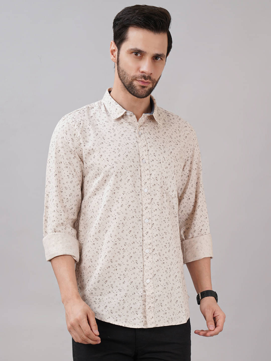     			Sand Dunes 100% Cotton Slim Fit Printed Full Sleeves Men's Casual Shirt - Beige ( Pack of 1 )