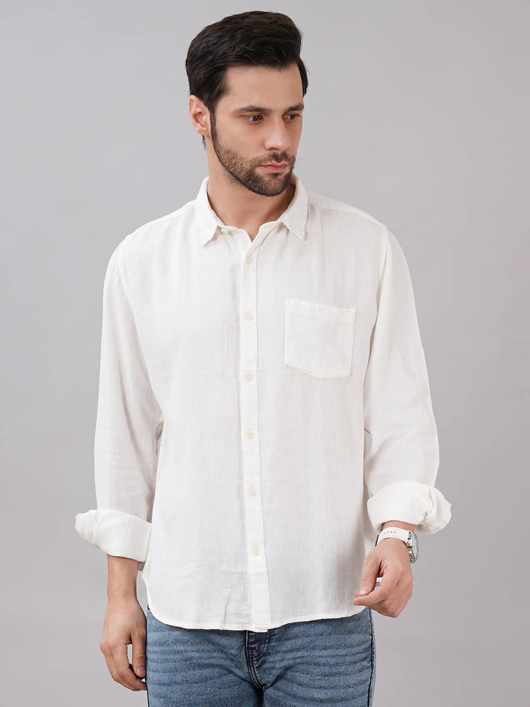     			Sand Dunes Cotton Blend Slim Fit Solids Full Sleeves Men's Casual Shirt - White ( Pack of 1 )