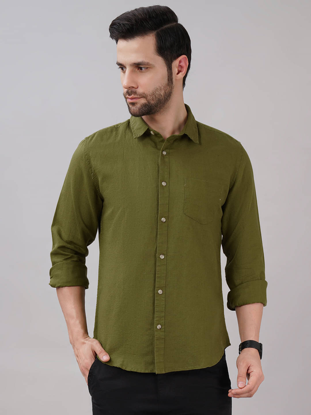     			Sand Dunes Cotton Flex Slim Fit Printed Full Sleeves Men's Casual Shirt - Olive ( Pack of 1 )